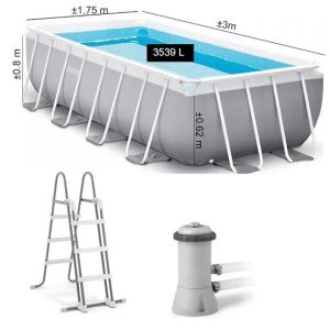 Piscine rectangulaire prisme avec filtre 300*175*80 cm