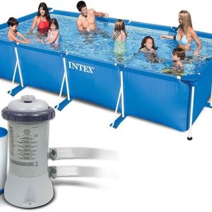 Piscine Metal frame rectangulaire tubulaire 450x 220x 84cm avec pompe de filtration – Intex